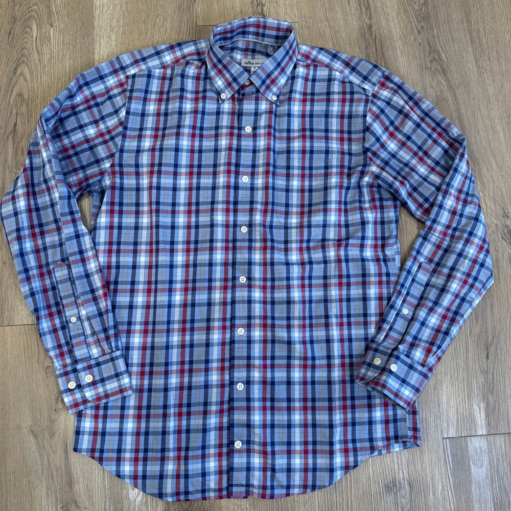 Peter Millar Mens Button Down Shirt Plaid Long Sleeve Classic Fit Casual Medium - Picture 1 of 6